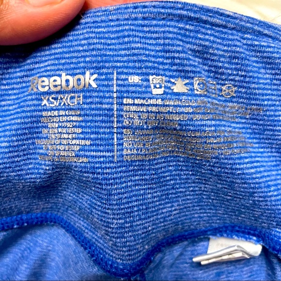 Reebook Workout Ready Mesh Capri Blue Fitted Fit Leggings Size XS EUC - Picture 3 of 4